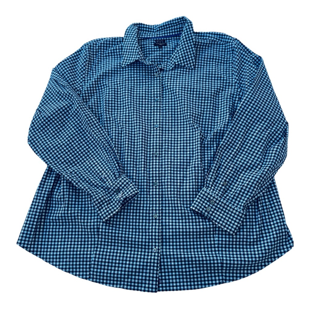Talbots Women’s Petite 22 W black Plaid Button Down Shirt